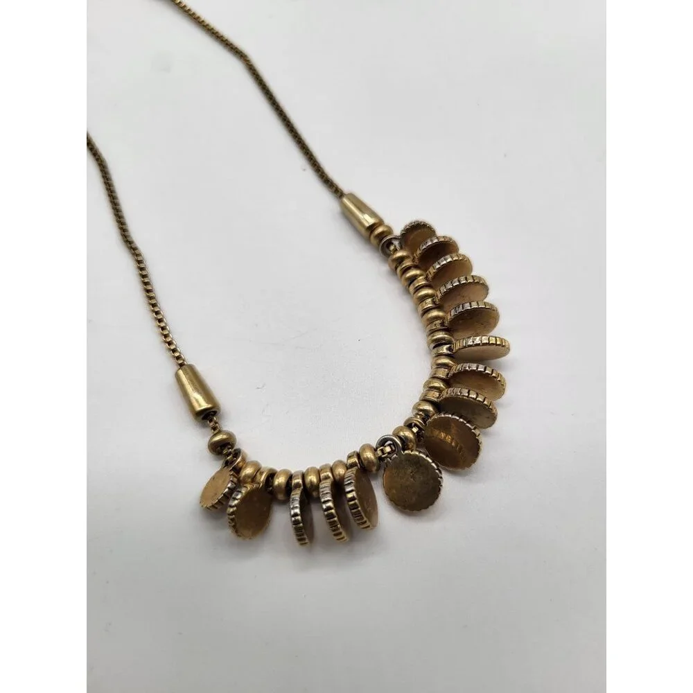 Madewell Mini Coinmix Necklace Brass Minimalist Slider Adjustable Boho - Picture 3 of 11